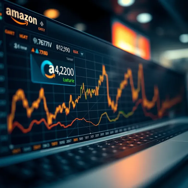Graph showing Amazon stock price fluctuations and trend lines over time