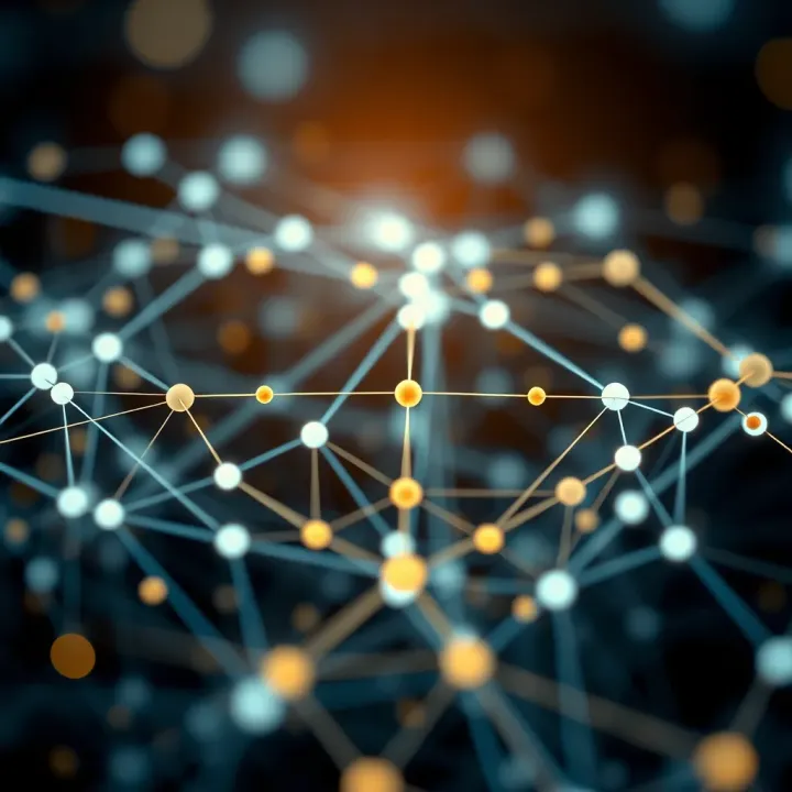 Visualization of network nodes connected illustrating Avalanche's blockchain technology and its impact on market potential