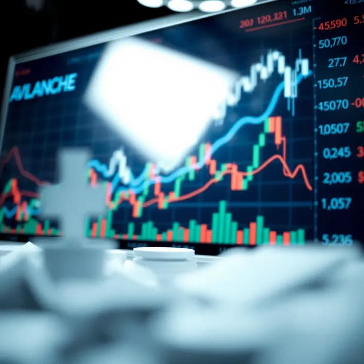 Graph showing the rising and fluctuating price trends of Avalanche cryptocurrency on a digital market chart