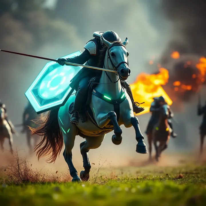 Virtual mount equipped with advanced AI showcasing dynamic combat maneuvers in a fantasy gaming environment