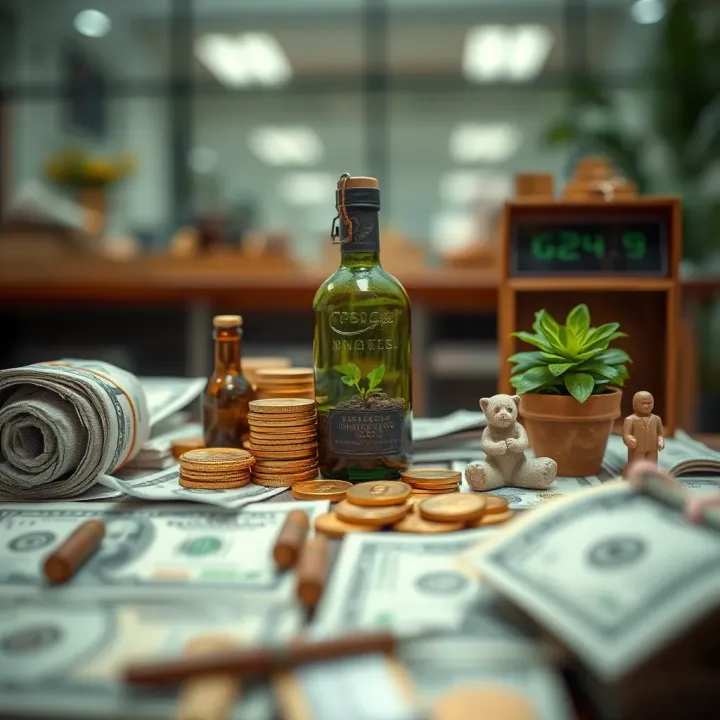 Illustration of diverse income sources and philanthropic activities contributing to wealth