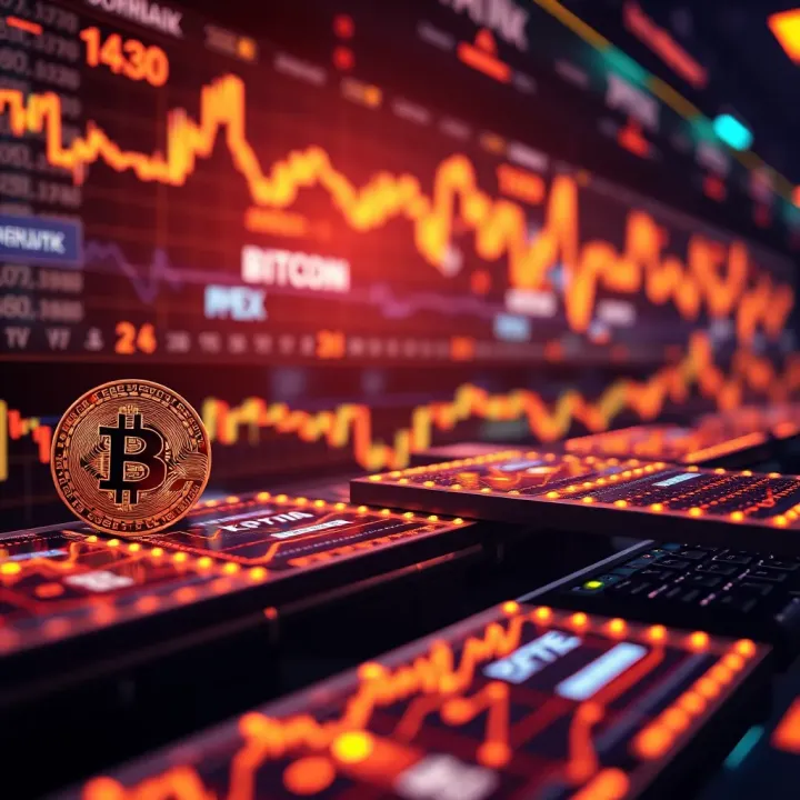 Digital network illustrating Bitcoin data flow integrated with artificial intelligence algorithms