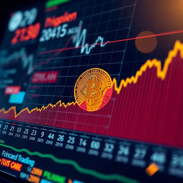 Graph showing Bitcoin price fluctuations and projected growth trends over two decades