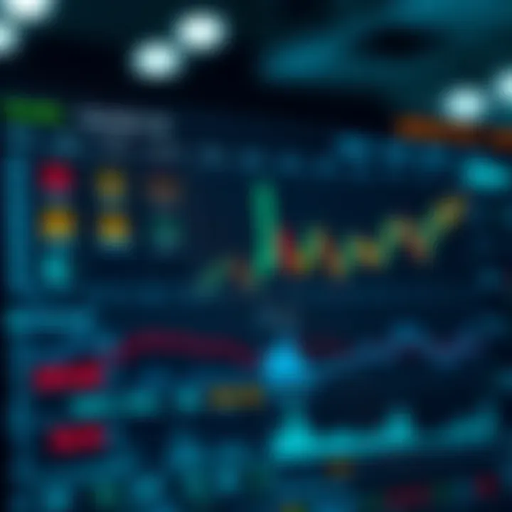 Visual representation of diversified investment portfolio with sector icons and market trend graphs