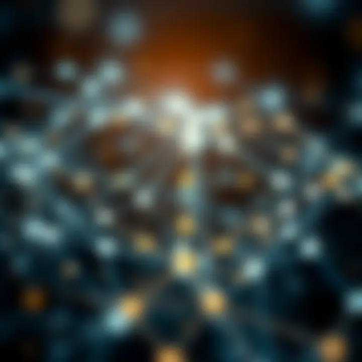 Avalanche Blockchain Technology and Its Influence on Market Potential Visualization of network nodes connected illustrating Avalanche's blockchain technology and its impact on market potential