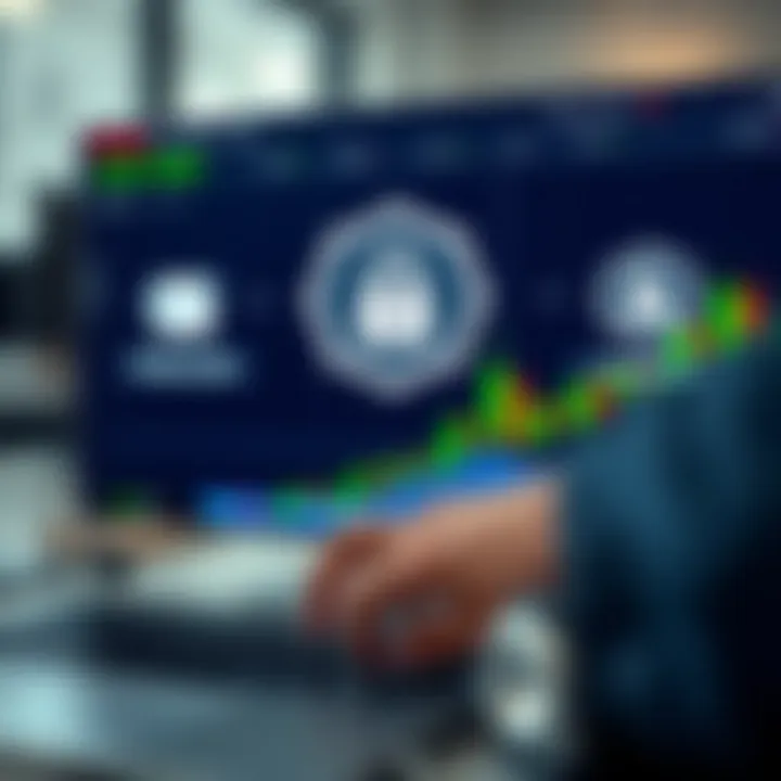 Secure financial technology interface displaying binary options trading platform with regulatory compliance icons