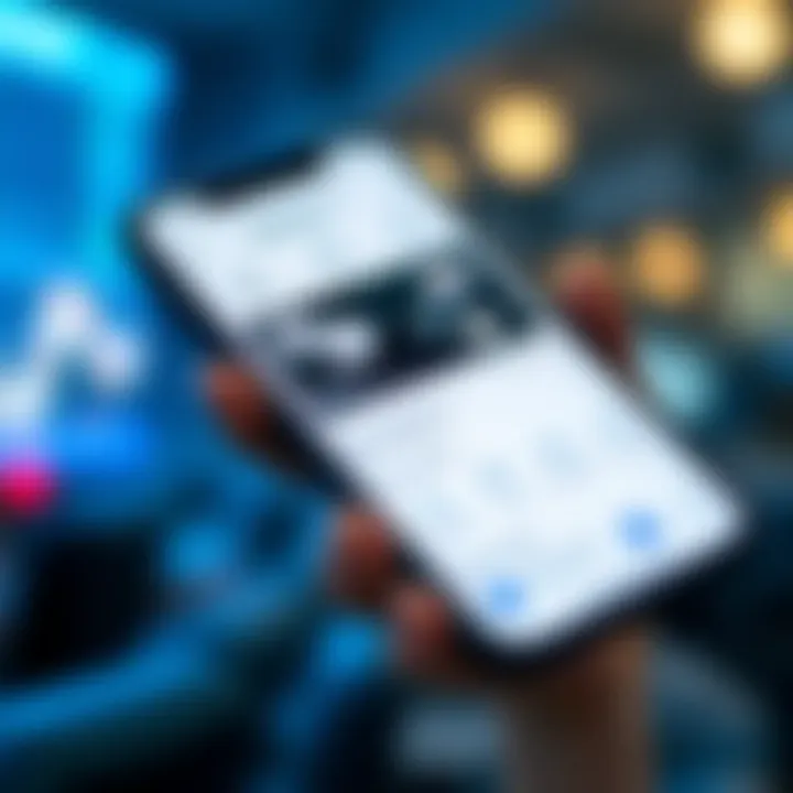 Mobile device displaying Bluechip APK interface with key features highlighted