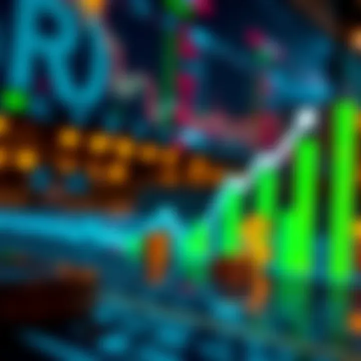 Graphical representation of risk-free trading with digital currency symbols and upward financial charts