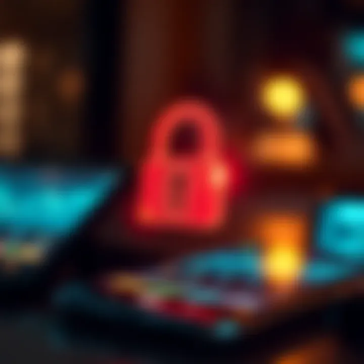 Secure digital lock symbol overlaid on a mobile device indicating data protection in trading apps