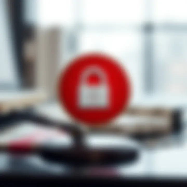 Icons representing legal documents and digital copyright protection