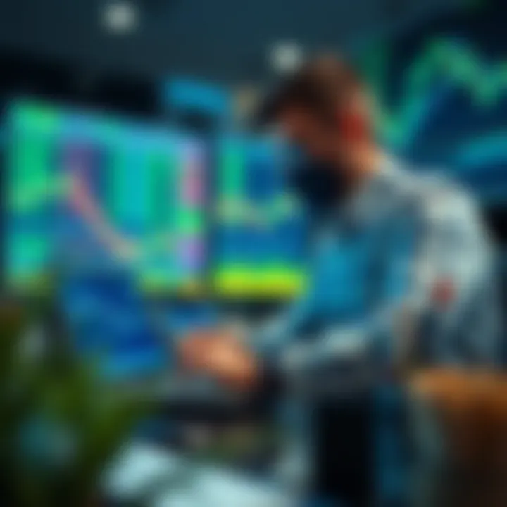 Trader using forex demo account on laptop to practice trading strategies
