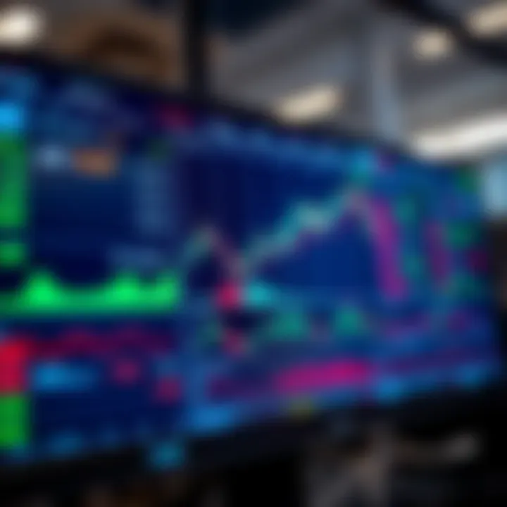 Forex trading platform displaying currency pairs and market charts on a digital screen