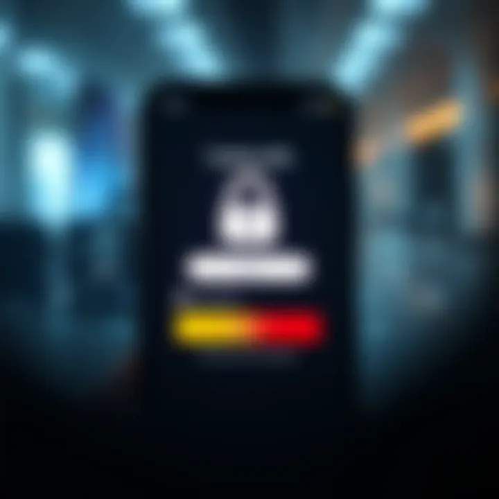Secure login screen of a trading app showing authentication features and encryption symbols