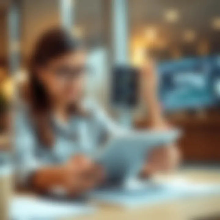 Professional exploring various job opportunities and planning skill development on a digital device