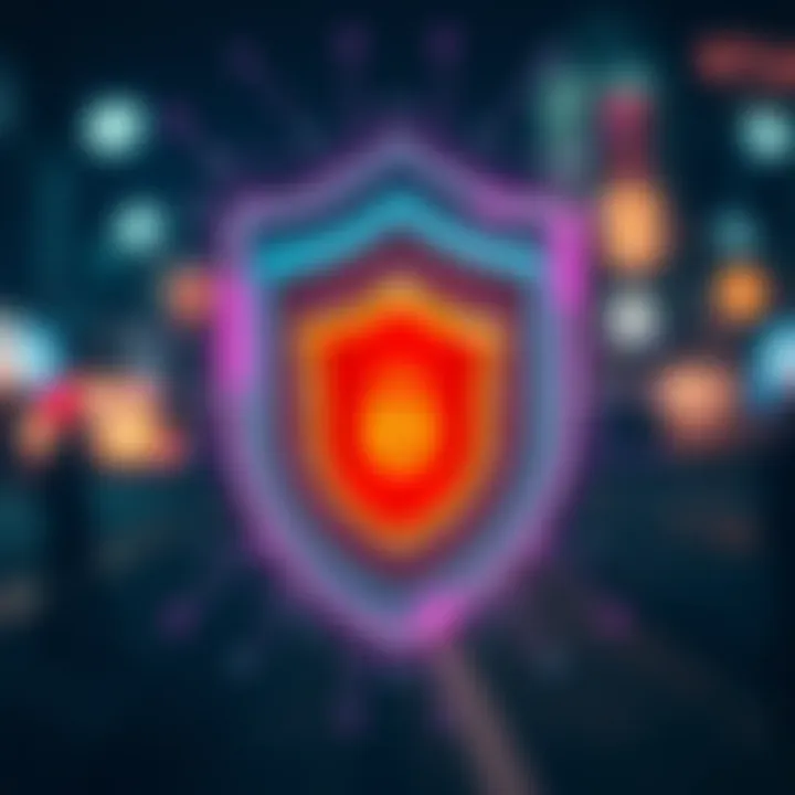 Digital shield symbolizing advanced security measures protecting cryptocurrency assets