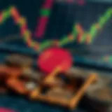 Currency symbols and financial charts representing forex market trends