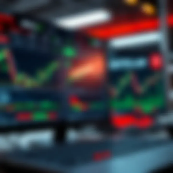 Interface showcasing trading options and market charts on a digital platform