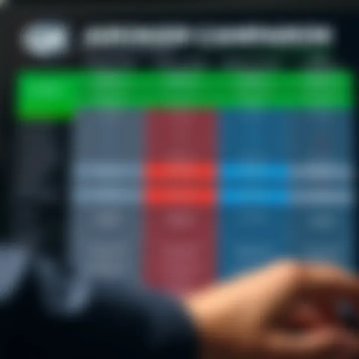 Comparison chart displaying different account types and their features offered by QX Broker