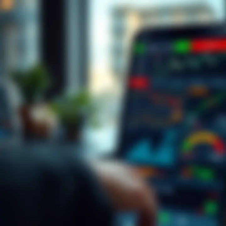 User interface of QXBroker app showing various trading tools and charts