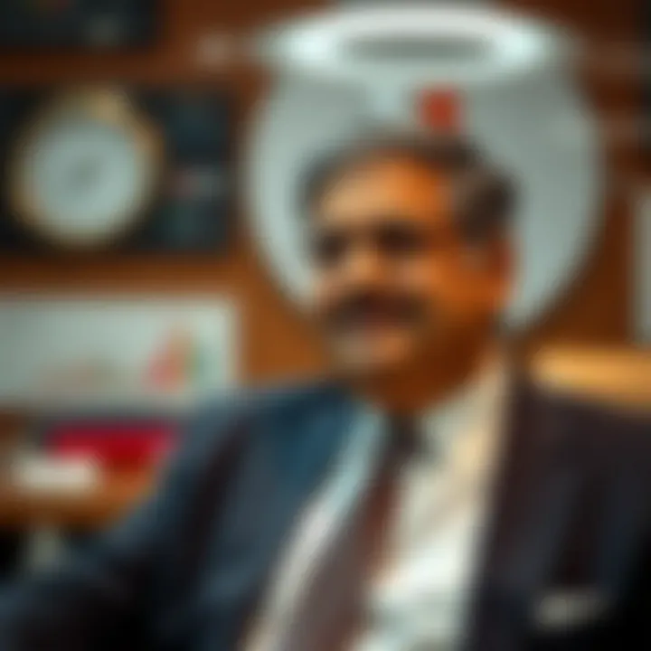 Portrait of Rakesh Bansal in a formal setting with a backdrop of industry-related elements