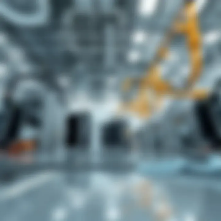 A futuristic semiconductor fabrication plant with advanced machinery and cleanroom environment