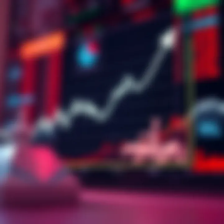 Graph showing upward trend in stock price with business icons representing different sectors