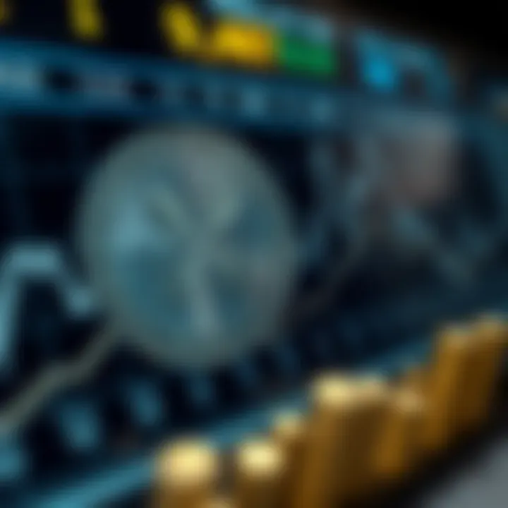 Graph showing Ripple coin price fluctuations over time with upward and downward trends