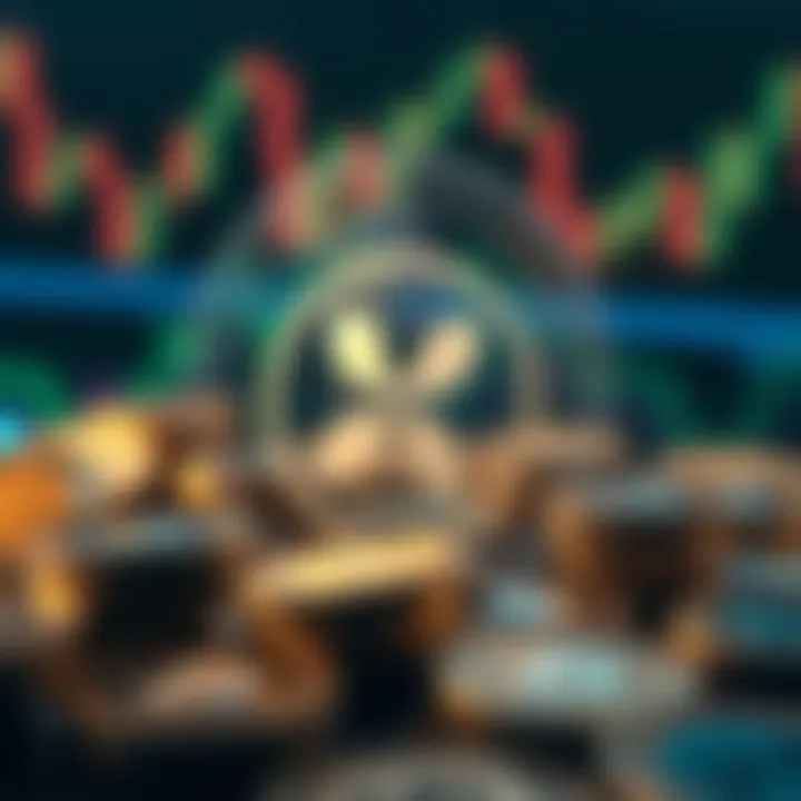 Illustration of digital currency symbols with Ripple emblem highlighting market sentiment and expert insights