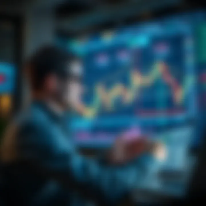 Depiction of a trader analyzing chart patterns with annotations highlighting technical analysis strategies