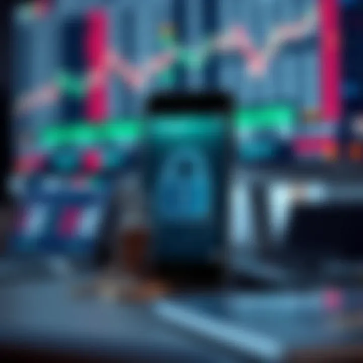 Conceptual graphic illustrating compliance and security features in financial trading apps