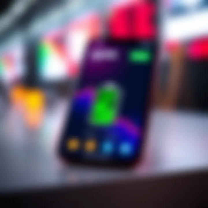 Trading Phone Highlighting Battery Life and Reliable Connectivity A modern smartphone with a vibrant screen and long-lasting battery icon emphasizing connectivity and performance