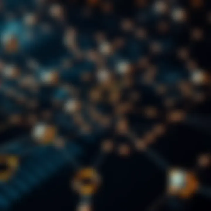 Visual representation of Cardano blockchain architecture with interconnected nodes and smart contracts
