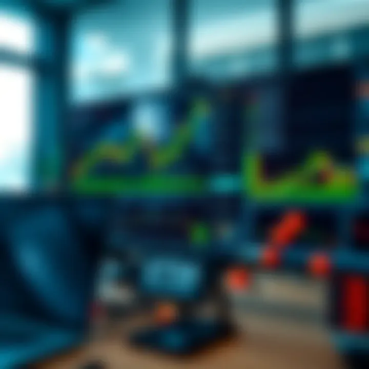 Virtual trading platform displaying stock and forex charts with simulated funds