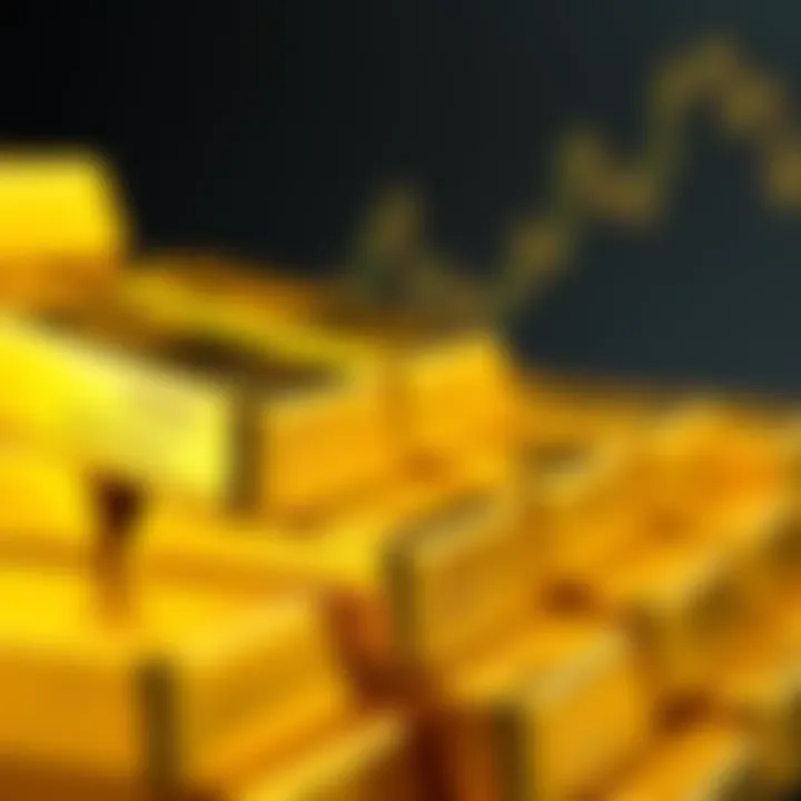 Close-up of gold bars stacked showcasing their shiny metallic surface and purity