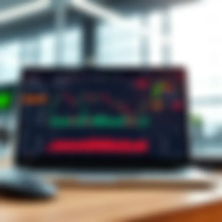 Dashboard view of online trading platform showing charts and trading instruments