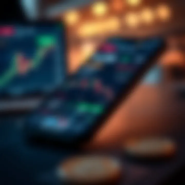 Illustration showing a smartphone screen displaying a secure forex trading app interface with currency exchange graphs and data