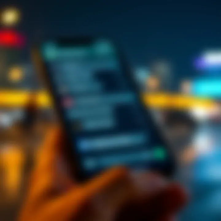 Smartphone screen displaying a WhatsApp group chat focused on forex trading strategies and market updates