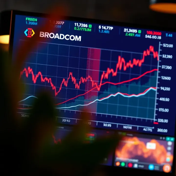 Graph showing fluctuations in Broadcom's share price over time