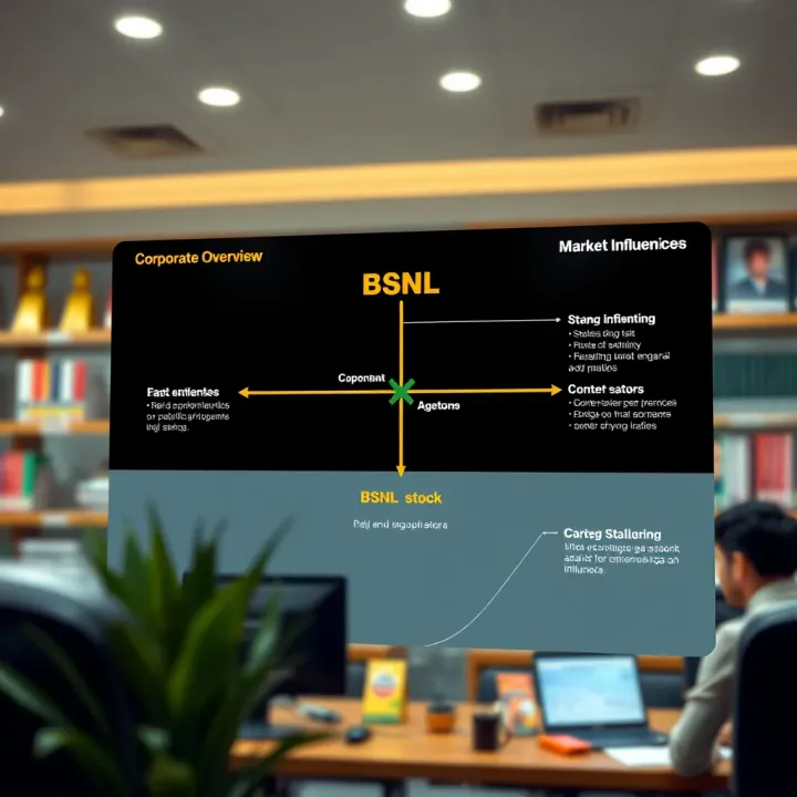 Diagram showing BSNL's corporate structure and key market factors influencing its shares