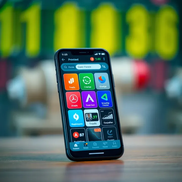 Smartphone displaying a variety of Indian free brokerage trading apps with user-friendly interfaces