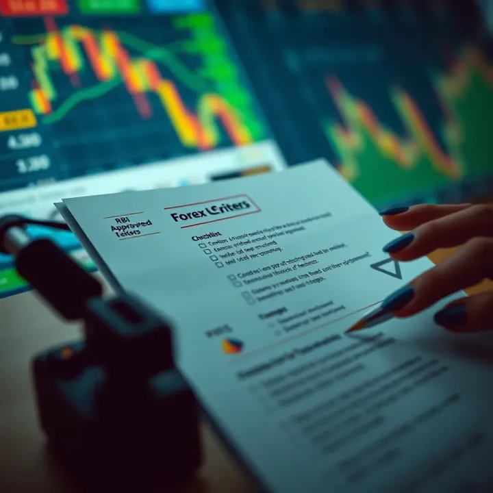 Checklist highlighting criteria to identify RBI-approved forex brokers