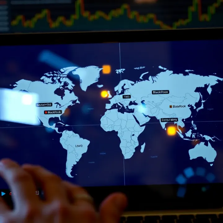 Global map highlighting major asset management firms across continents