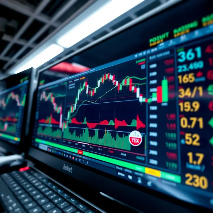 Illustration of forex market interface displaying trading charts and flexible funding options