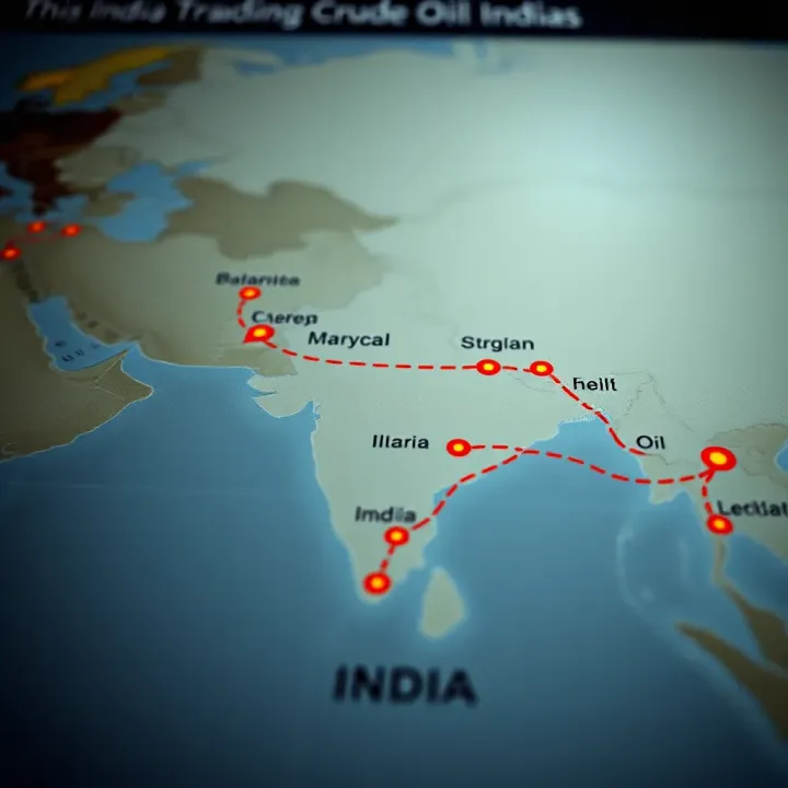 Map highlighting key geopolitical regions affecting crude oil market movements and India's energy import routes