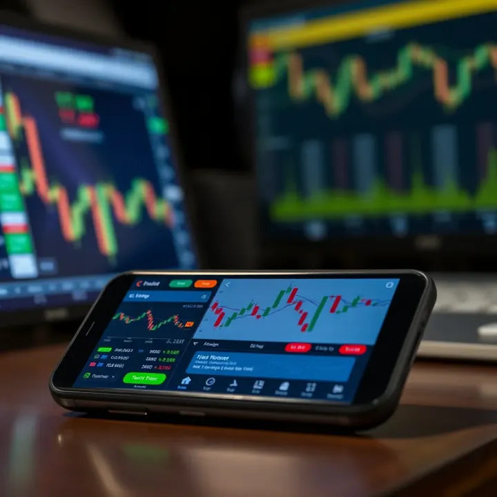 Mobile device showing cTrader interface with trading tools and market data