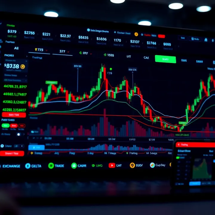 Dashboard showing cryptocurrency trading options on Delta Exchange platform