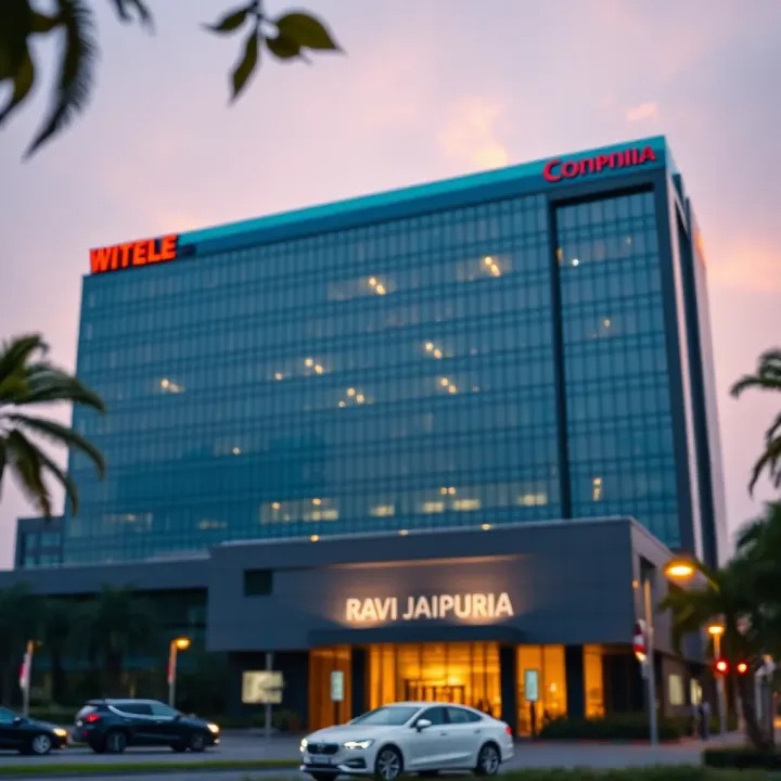 Corporate headquarters building representing Ravi Jaipuria's diverse business ventures