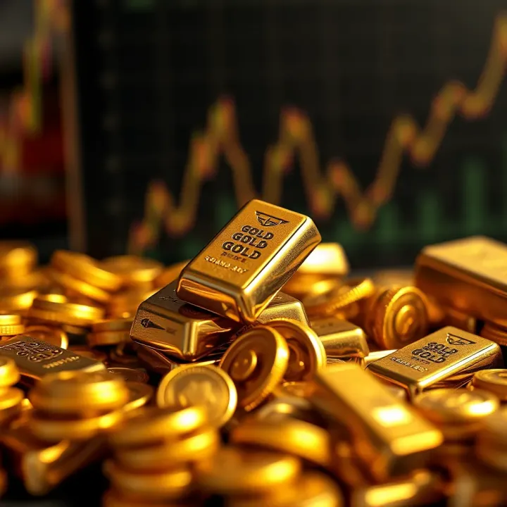 Illustration of economic factors influencing gold value including inflation and market demand