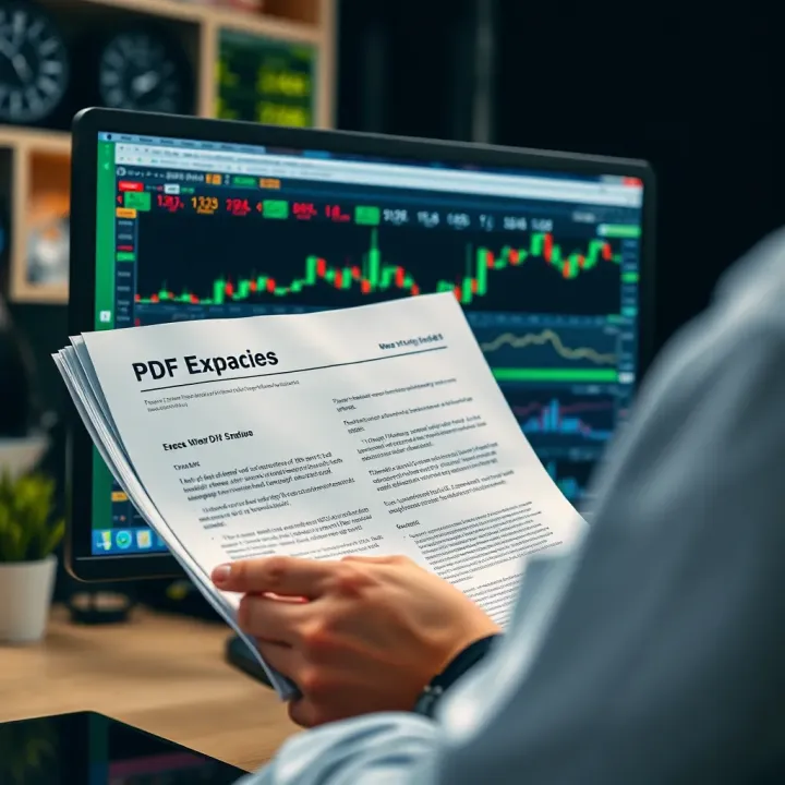 Open PDF document displaying detailed trading strategies and educational content on a computer screen