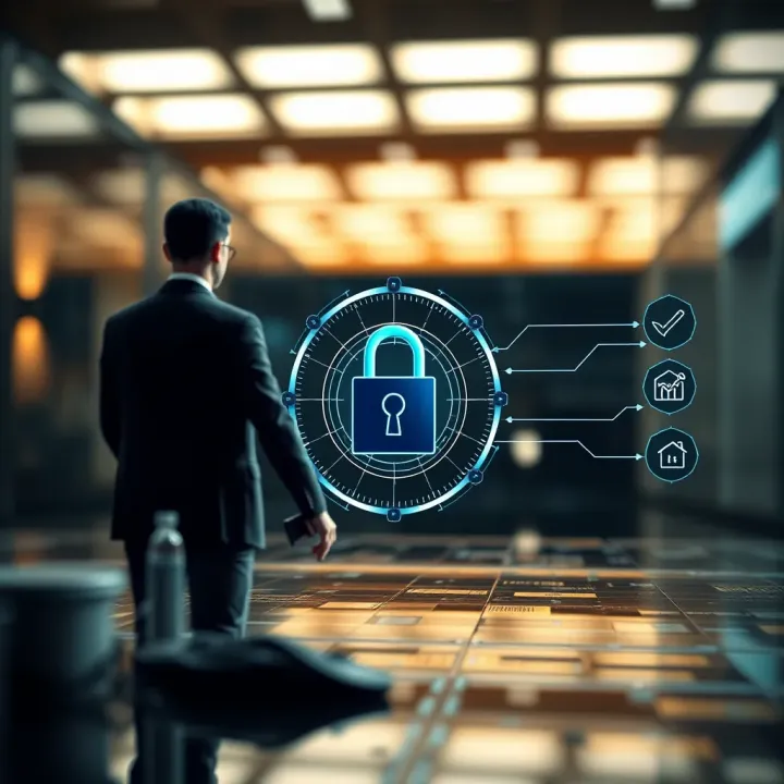 Graphical representation of blockchain technology and security features of a digital asset platform